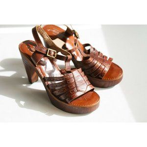 Jeffrey Campbell X Free People Brown Leather Clog Style Sandals 8M
